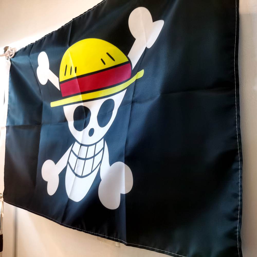 Pirate Monkey D.Luffy Skull Flag Straw Hat Pirates Trumpet Banner Flag Home Decor 90x150CM Polyester