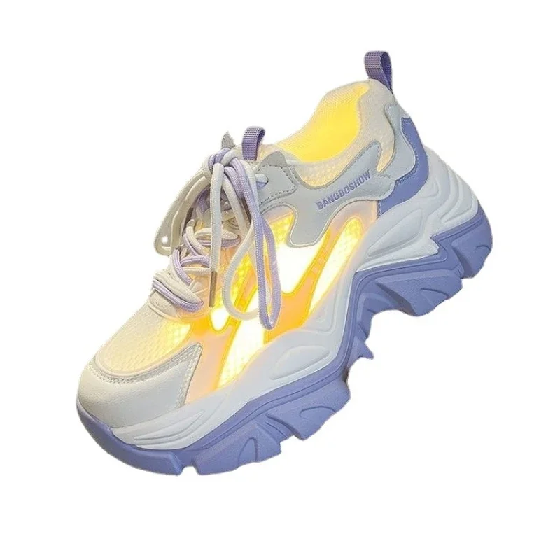 Mesh Breathable Dad Female 2023 New Wedge Thick Sole Lace Up Comfortable Sport Running Shoes atillas Mujer 2024 fa7e
