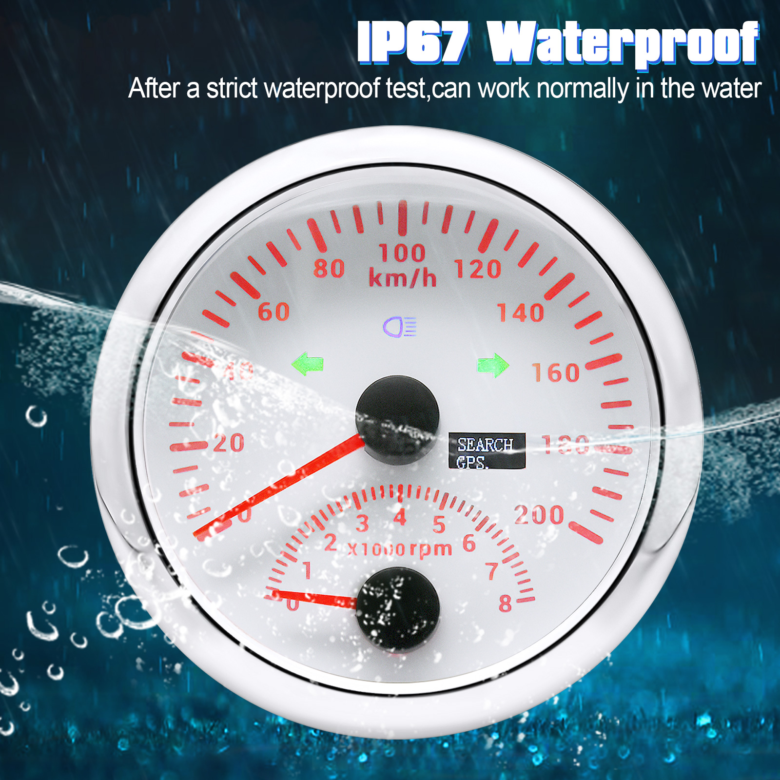 New 85mm Digital Car Truck Boat GPS Speedometer Gauge 0-200KM/H 0-120kmh Speed Meter Tachometer 8000RPM for Car Boat ATV 9-32V