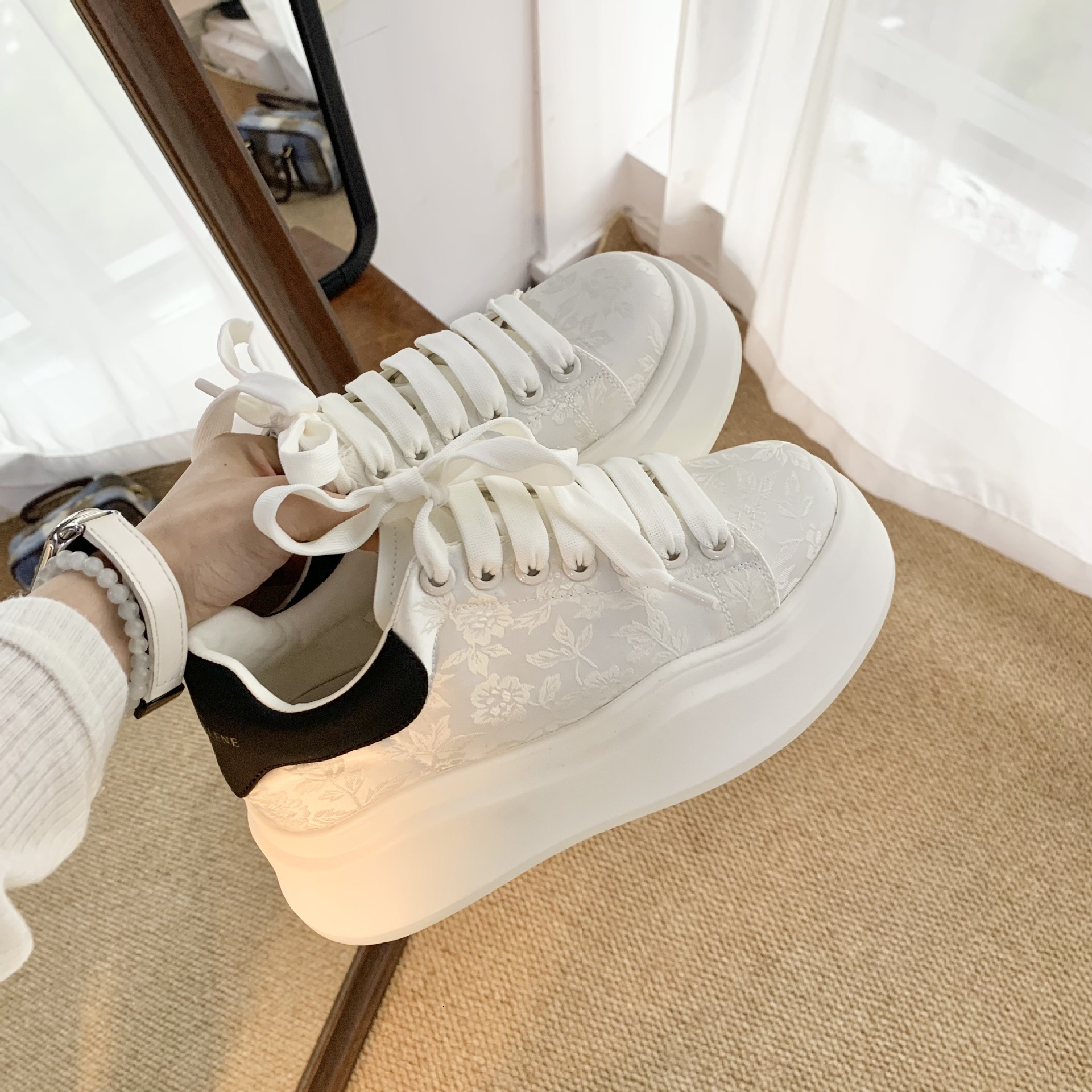 Ddmysports Little White Women S New Summer Chinese Style Super Fire Pinecake Thick Sole Versatile Spring And Autumn Leisure Board Shoes OUTDOOR