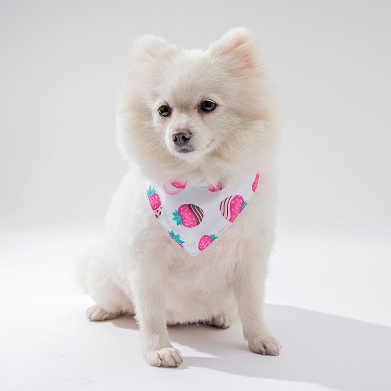 Pet Bandanas Dog Triangle Summer Bandana Dog Scarf Pet Triangle Bibs Adjustable Fruit Print Style Bandana for Small Large Dogs
