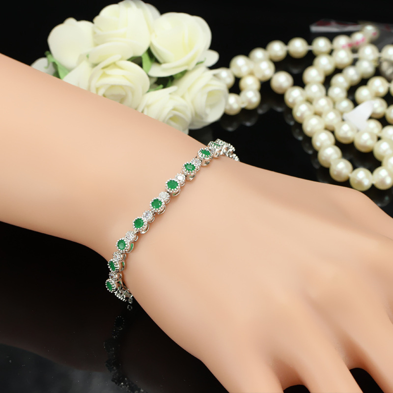Exquisite White Gold Fill Emerald Cubic Zirconia Wedding Bracelet: urious Elegance for the Modern Bride