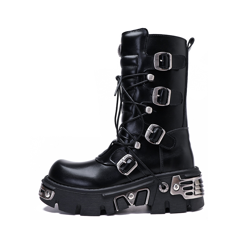 Rock Boots Retro Both Men And 2023 New Dark Punk Leather Metal Niche Motorcycle Platform Shoes For Women