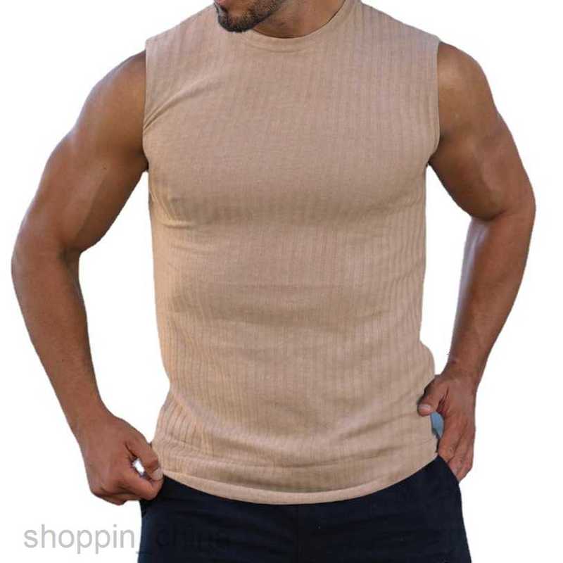 Men's T Shirts Summer Knitted Vertical Stripe Fitness Sports Slim Fit Tank Top Male Running Vertical Stripe Tank Top for Men tees tops