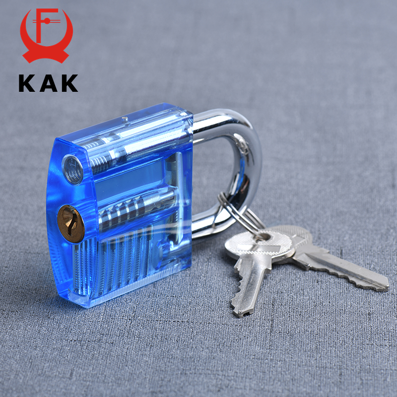 KAK Transparent Practice Padlock with Keys 80x50mm DIY Visible Lock Pick Tools Cutaway Practice Padlock Training Locksmith Tool