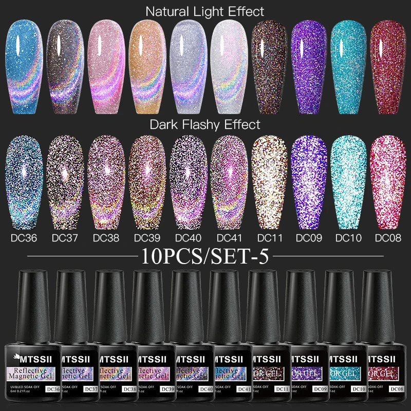 71012PCSSET Cat Magnetic Gel Nail Polish Set 9D Reflective Glitter Gel Semi Permanent UV Gel Soak Off Sparkling Nail Art Kits i240621