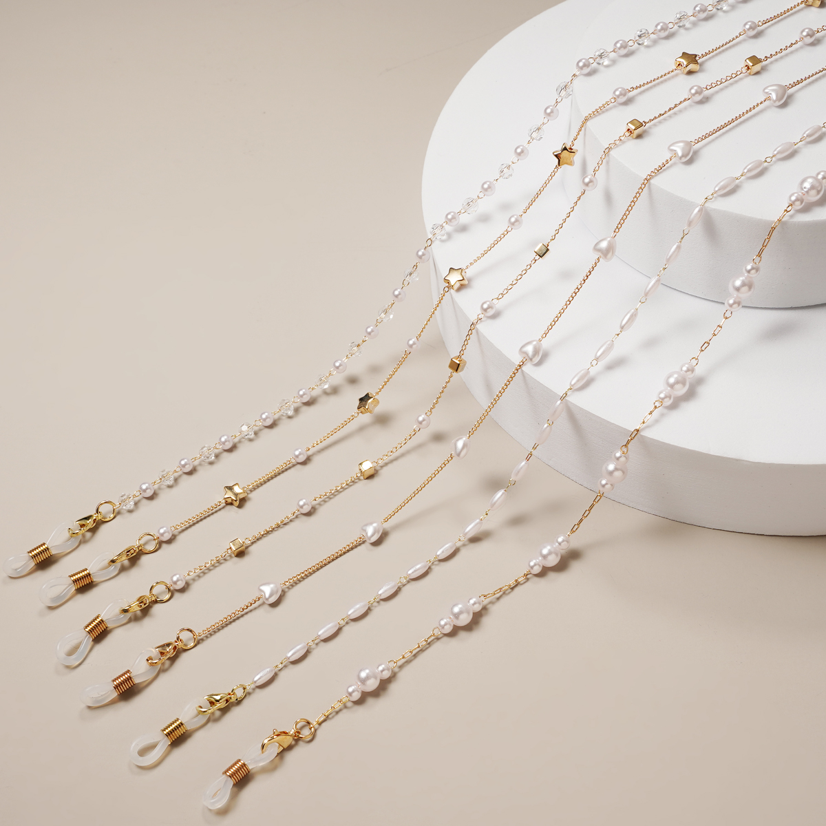 Pearls Sunglasses Chains Gold Eyeglasses Chains Women Sunglasses Holder Necklace Eyewear Retainer Accessories
