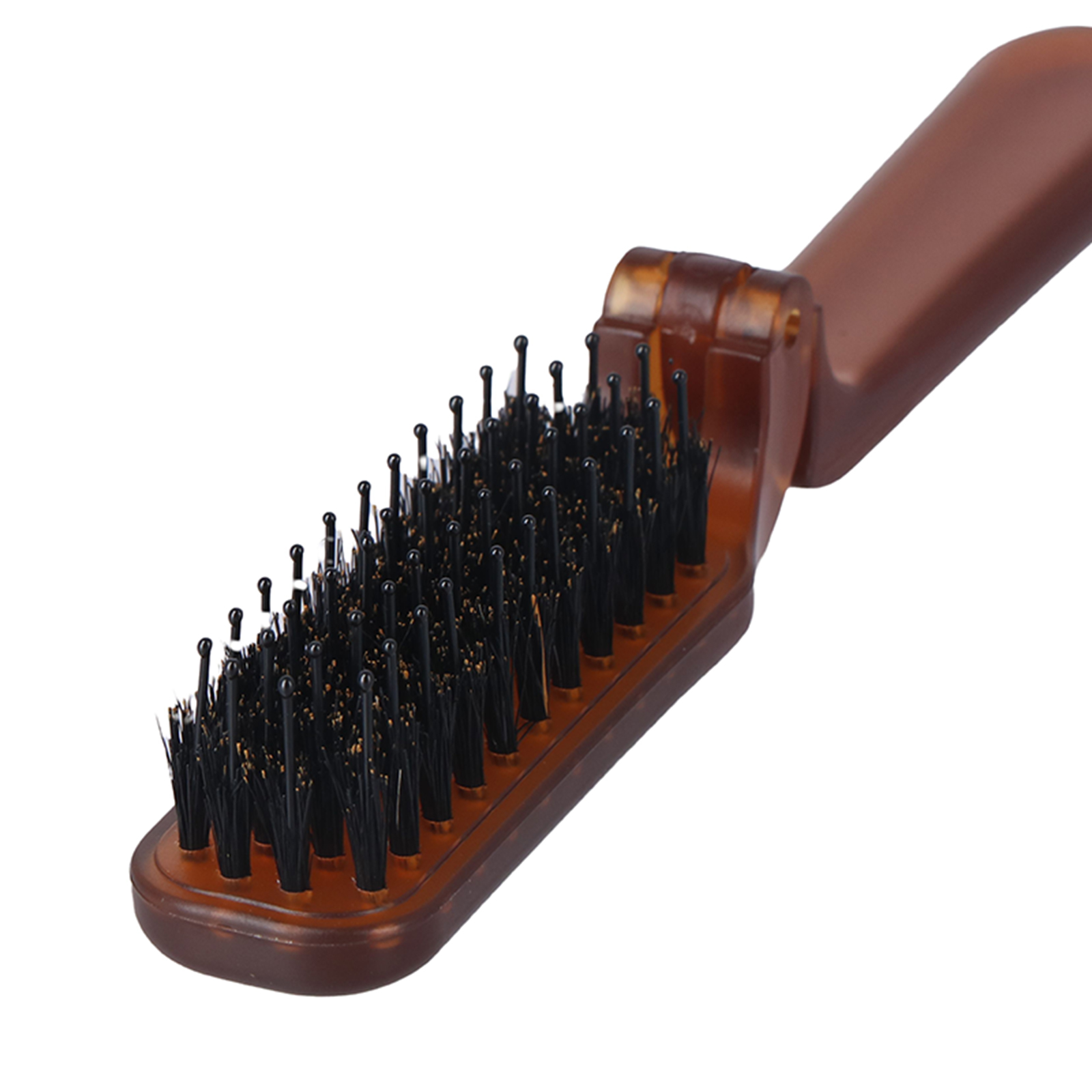 Boar Bristle Hair Brush Amber Foldable Portable Comb Pocket Collapsible Travel Massager Styling Tool