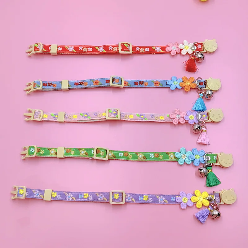 Cute Pet Collar,adjustable Cat Collars with Flower Tassel Decoration, Safety Buckle Bell To Prevent Lost Cat Collar,pet Supplies