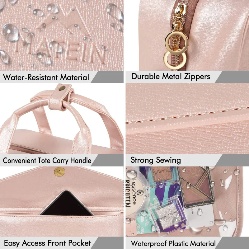 Large Capacity Travel Tote Waterproof Cosmetic Bag New PU Leather Makeup Bag Toiletries Storage Bags Ladies Beauty Bag Organizer