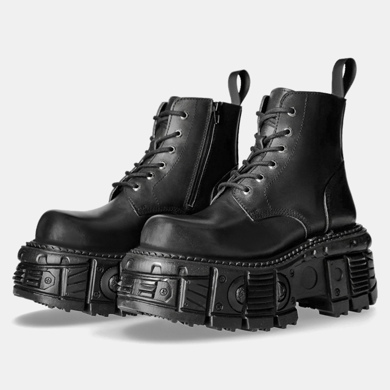 Retro Rock 2024 Boots Both Men And New Dark Punk Leather Metal Niche Top Platform Shoes For Women 8987 4