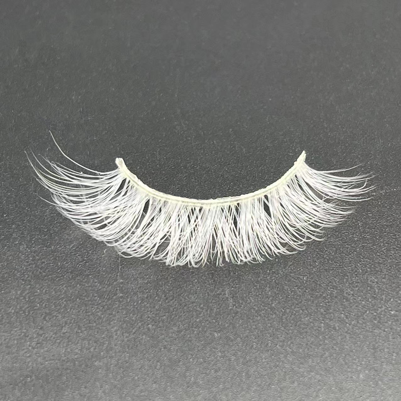 2023 New 15mm White Lashes Cosplay White False Eyelashes Reusable False Lashes for Halloween Cosplay Party Eye Makeup Tools