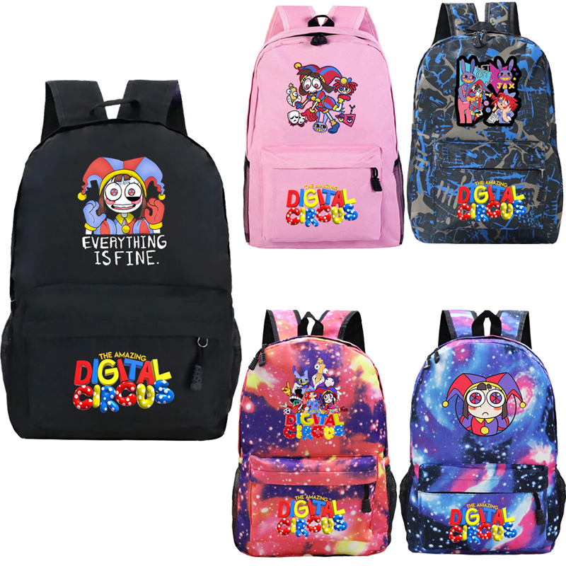 Anime The Amazing Digital Circus Jax Backpacks Pomni Student Daily School Bags Boys Girls Travel Bag Kids Back To School Bookbag