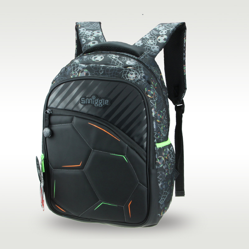 Australia original smiggle children's schoolbag boys primary school backpack black football PU waterproof Korean version 16L