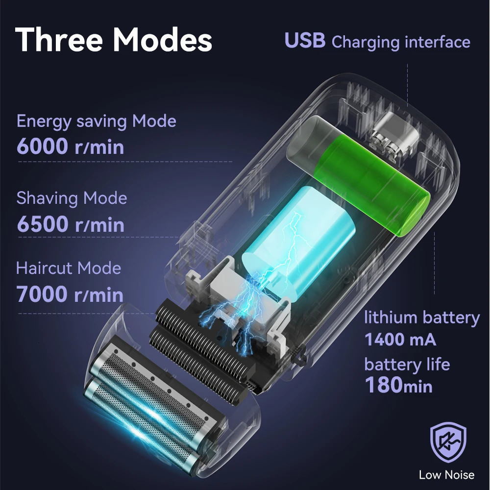 Electric Razor Electric Shaver Rechargeable Shaving Machine For Men Shaver Beard Razor Wet-Dry Use Beard Trimmer 240621