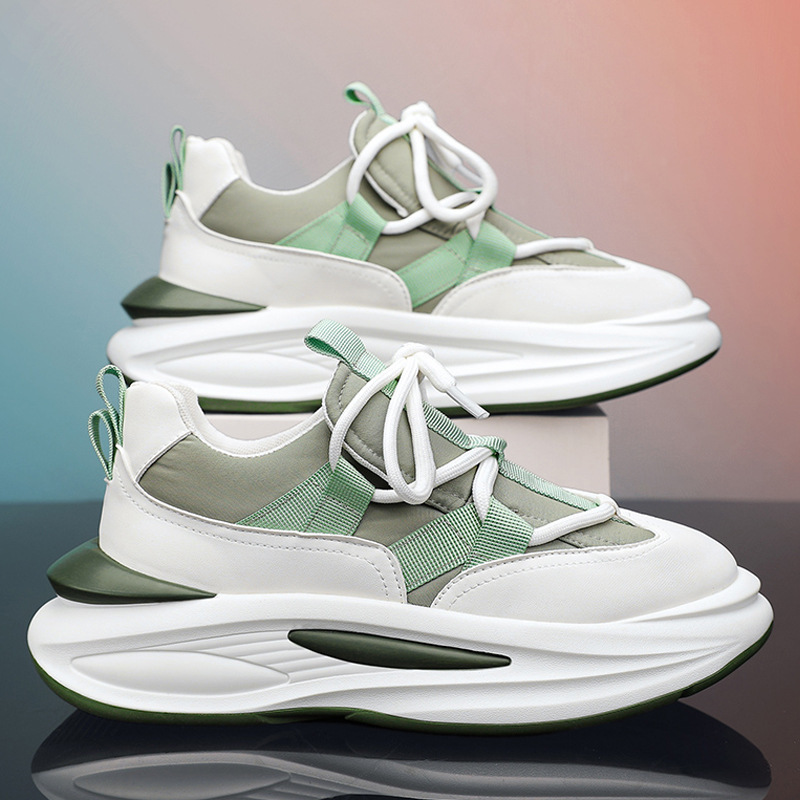 Men Sports Shoes Thick-soled Sneakers Popular Outdoor Clunky Shoes Casual Style Athleisure Shoes Khaki Free shipping