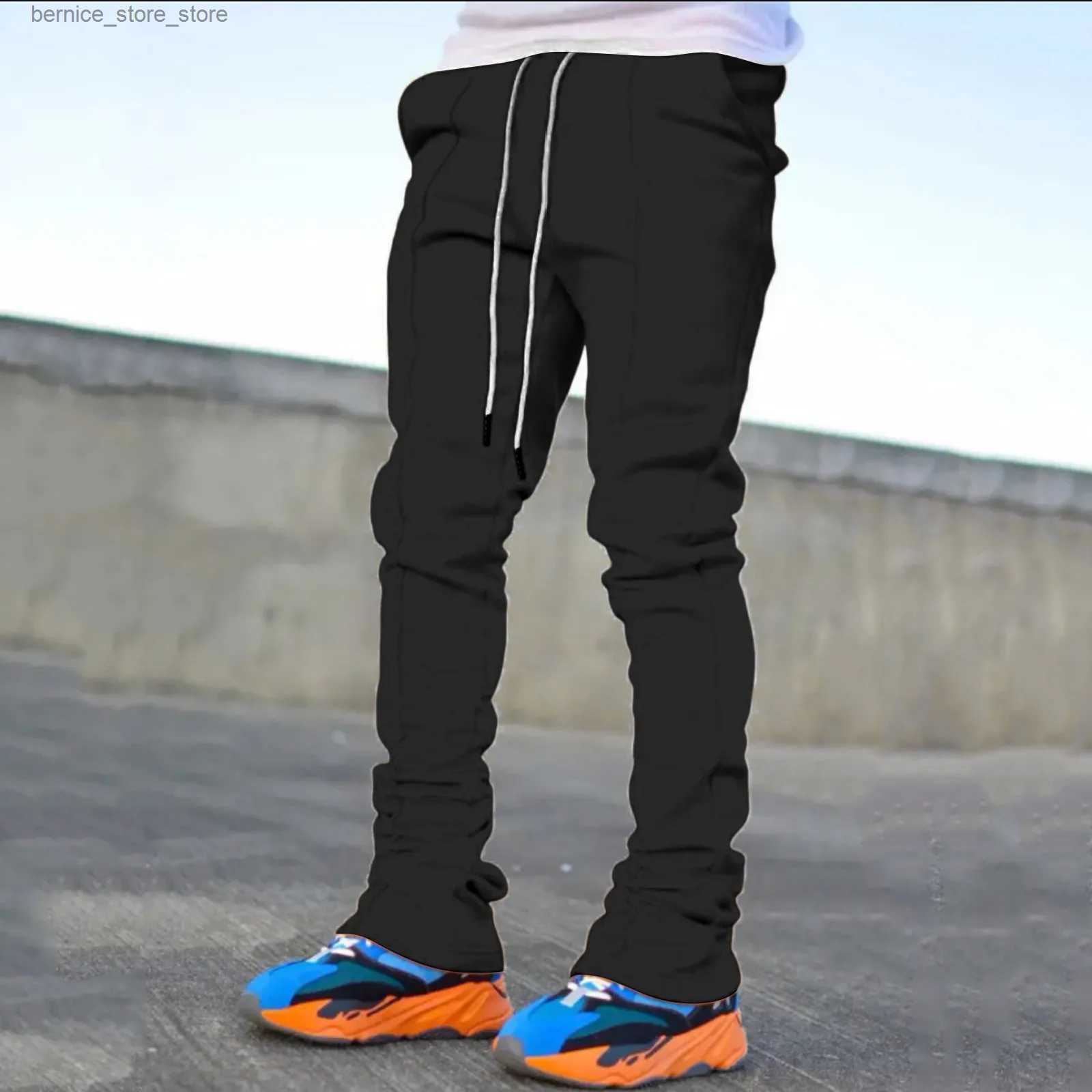 Men's Plus Size Stacked Cargo Sweatpants Custom Flare Streetwear Pants For Men - New Design B1
