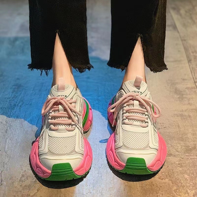China-Chic thick soled dad shoes women's 2023 autumn new Korean version ins fashionable breathable mesh versatile casual sneakers