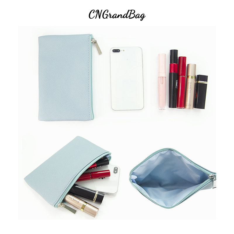 Monogrammed Ladies Customized Initial Letters Saffiano PU Leather Pouch Women Clutch Bag Makeup bag