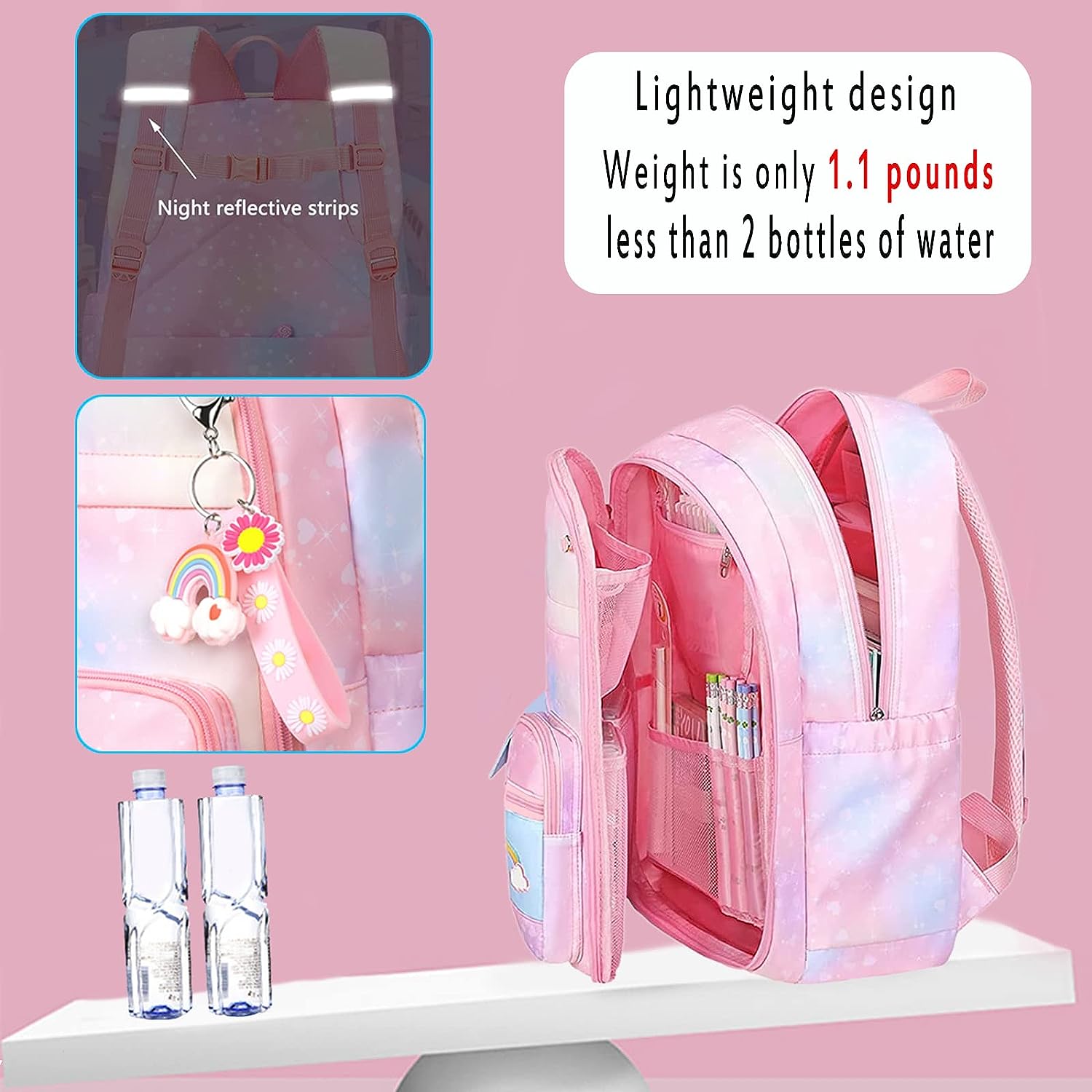 Girls Backpacks Kawaii Book Bag with Compartments for Girl Kid Students Elementary School Back Pack Kids Rucksack Mochila 7cd0