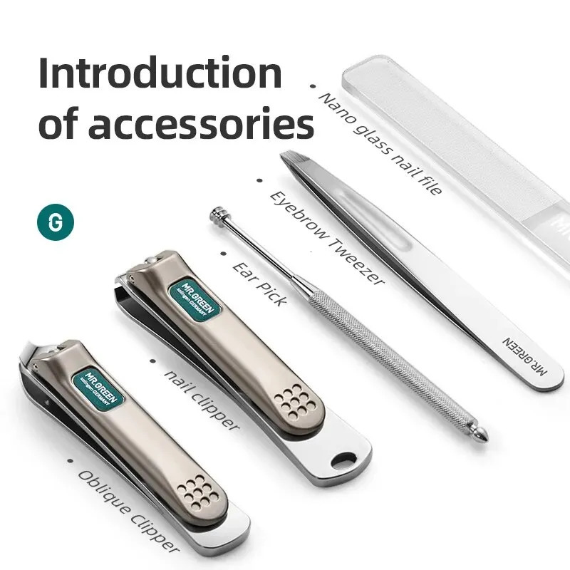 MR.GREEN Fashionable Manicure Sets Personal Care Tools Stainless Steel Travel Kits Nail Clippers Eyebrow Tweezer 240621