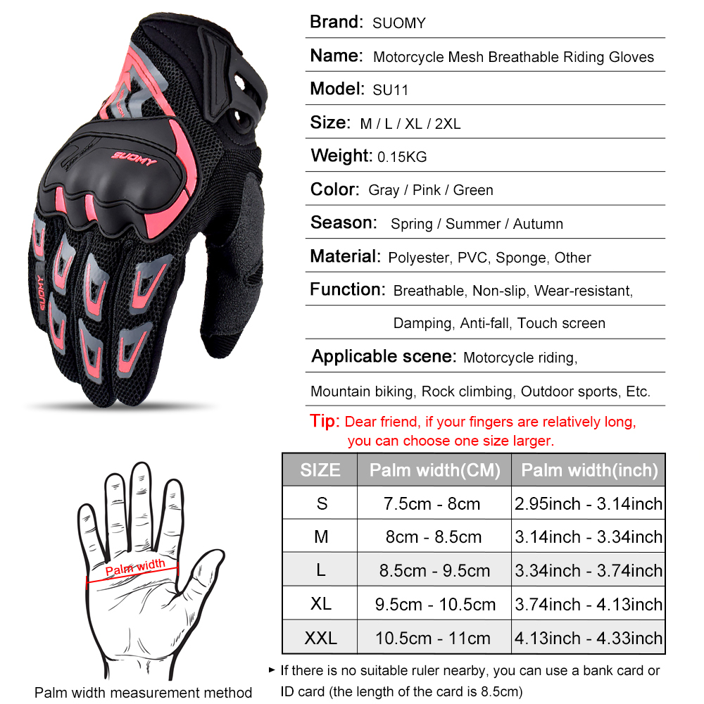 Suomy Summer Motorcycle Gloves Breathable Full Finger Motorbike Riding Glove Women Men Touch Screen Motocross Guantes for Honda