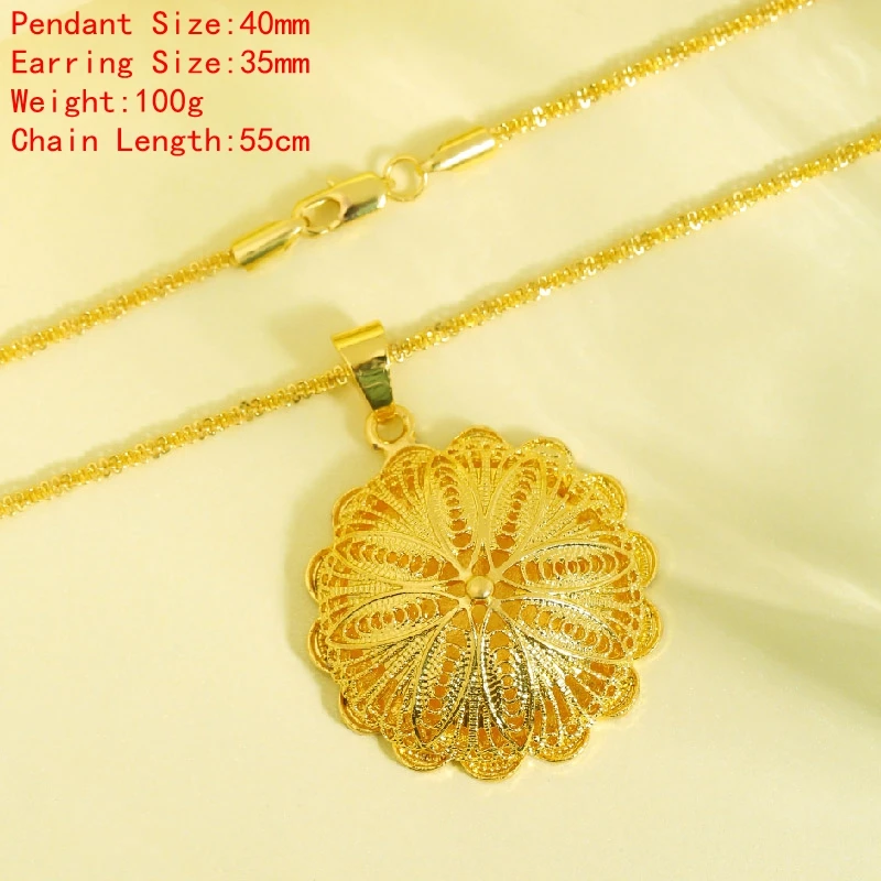 Shamty Women 3 Piece Jewelry Set Pure Gold Color Elegant Sophisticated Weddings And Special Ocns