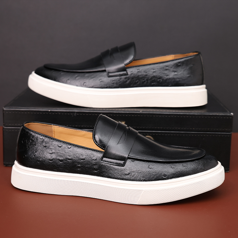 Casual Men's Shoes Emed Leather Men Fashion British Style Penny Loafers Mens Slip-on Thick Sole Outdoor Flats 4fc6 s