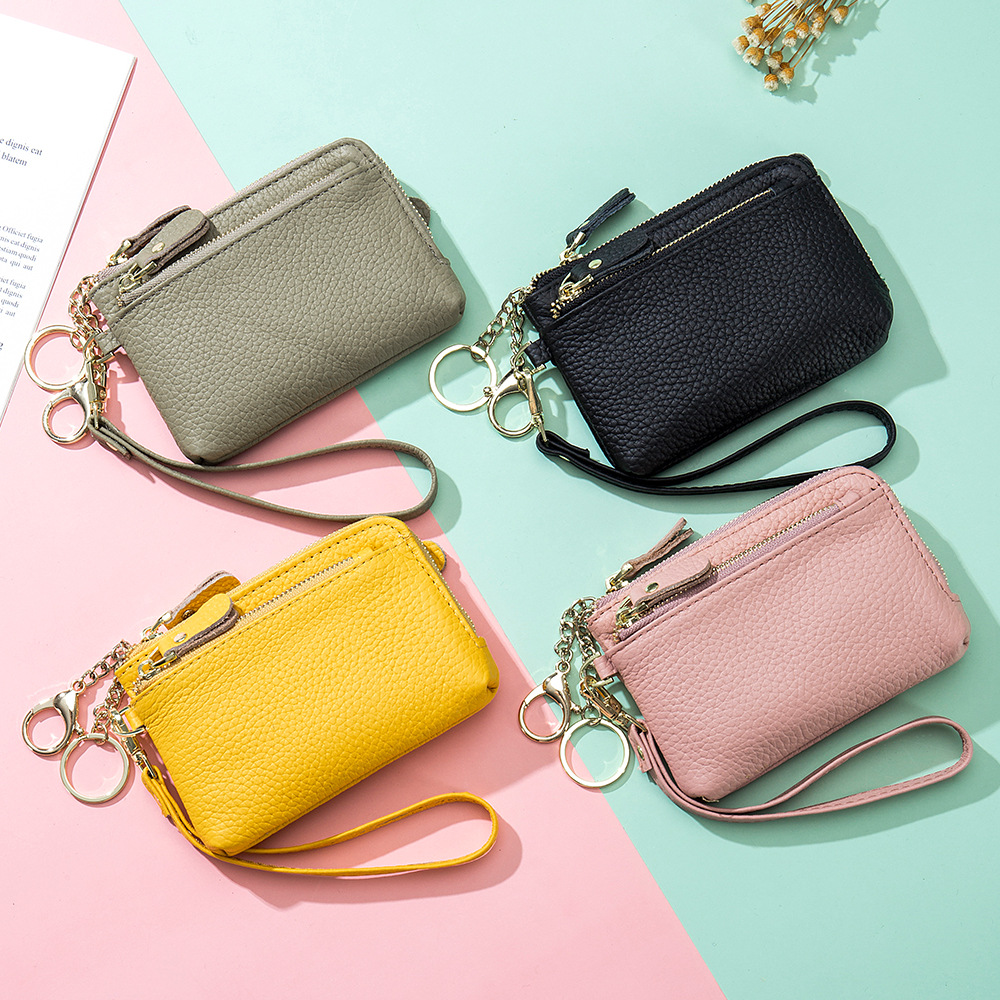 PT024,Genuine Leather Wallet Handbags For Women Soild Small Purse Designer Female Messenger Zipper Pocket