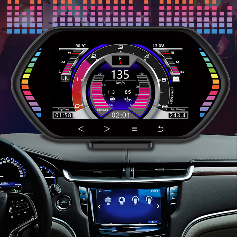F12 HUD Head-up Display Car On-board Computer OBD2 Multifunction Screen Gauges Speedometer RPM Water&Oil Temp Meter Inclinometer