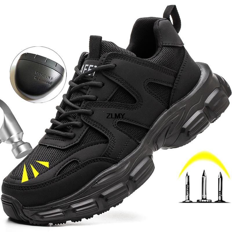 Women New Steel Toe Sneakers Woman Breathable Safety Boots Female Puncture Proof Work Shoes Light Industrial