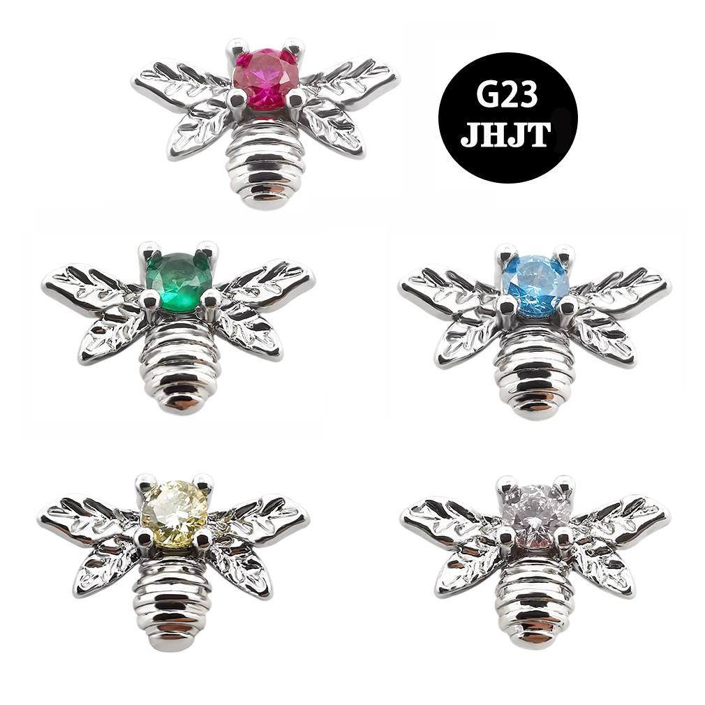 JHJT 1PC Dermal Anchor Little Bee Micro Dermal Anchor Skin Diver Implants Jewelry Body Piercing