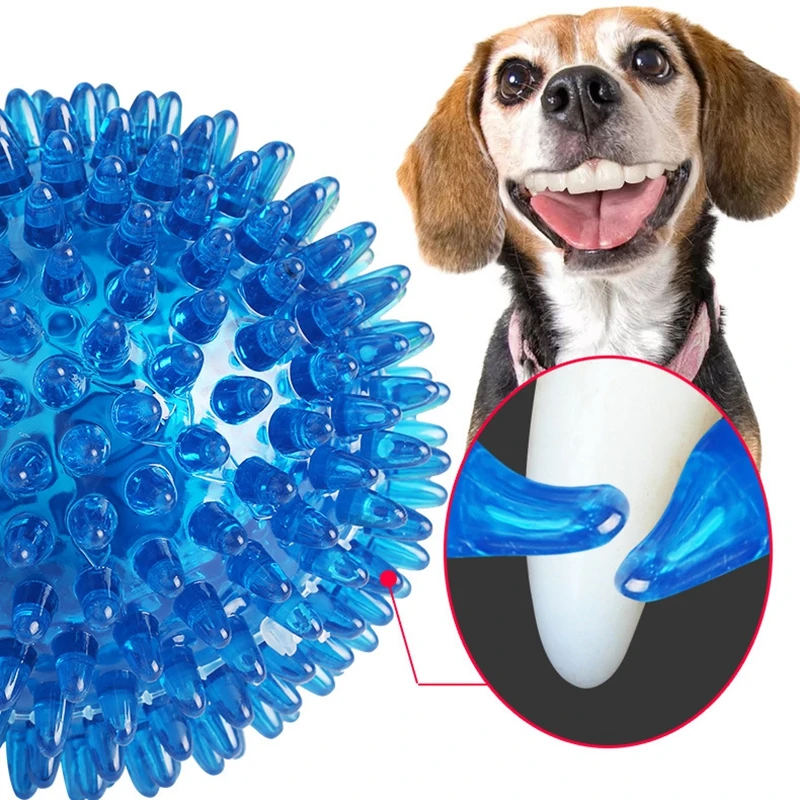 Teeth Chewing Thorn Balls Pet TPR Soft Burr Elastic Ball Dog Bite Sounding Outdoor Training Interactive Chew Toy Perros