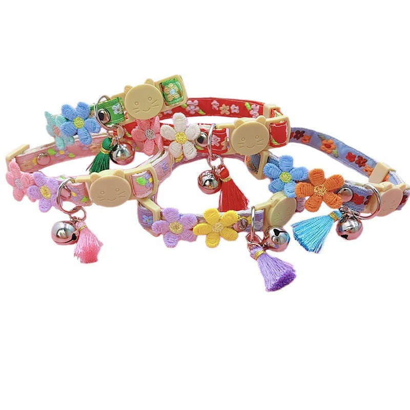 Cute Pet Collar,adjustable Cat Collars with Flower Tassel Decoration, Safety Buckle Bell To Prevent Lost Cat Collar,pet Supplies