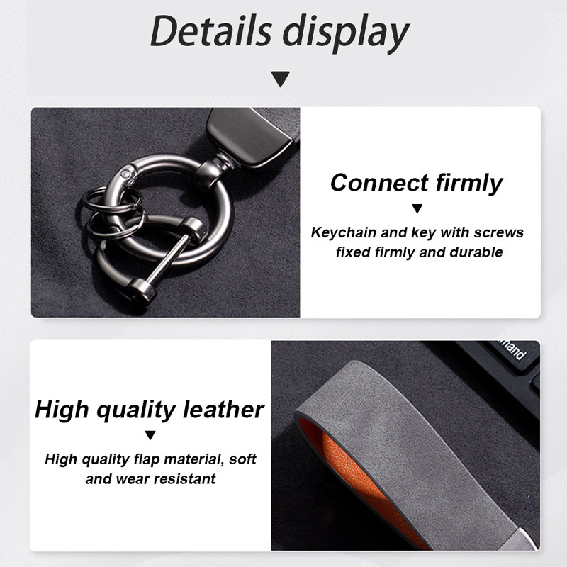SEAMETAL Suede Car Keychain Ring Vintage Leather Zinc Alloy Key Chain Keys Holder Universal Luxury Keyring Car Accessories