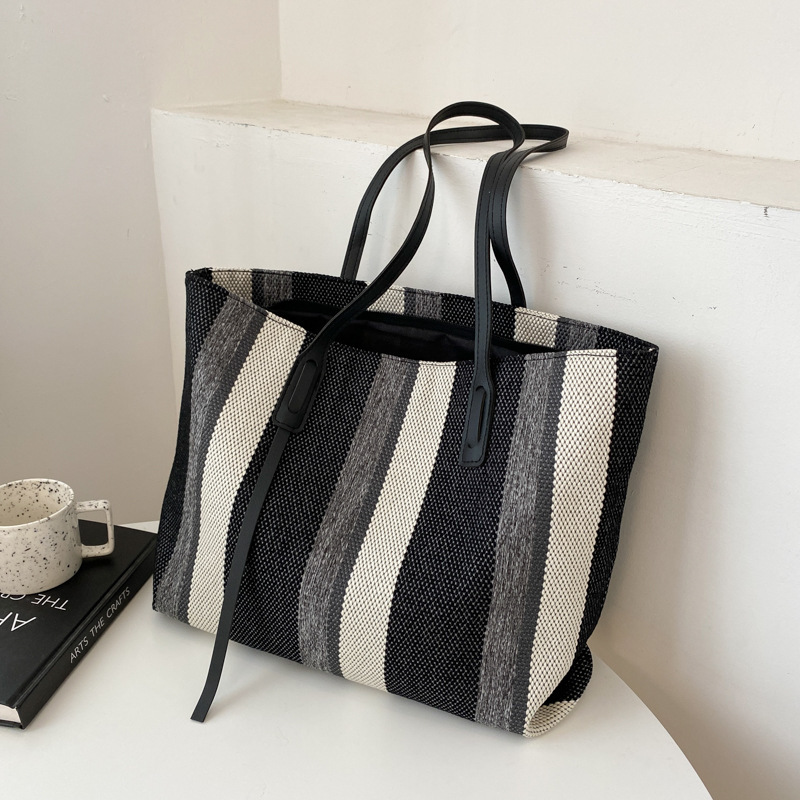 Raffia Summer Bags for Woman 2023 Stripe Designer Shoulder Crossbody Shopper Storage Bag Women Casual Canvas Handbag Tote Bag