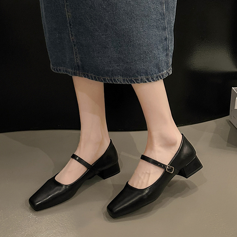 Temperament commuter single shoes women 2024 new spring and autumn fashion style thick with Mary Jane shoes