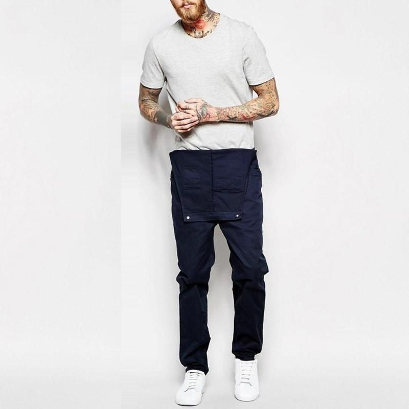 Mens Jeans Jumpsuits Overalls Men Bib Denim Suspender Romper Trousers Streetwear Pockets Y Slim Skinny Overall Black White Drop Delive Dhfck