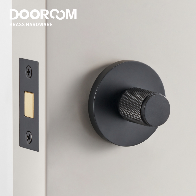 Dooroom Brass Knurled Hidden Door Lock Set Living Room Bathroom Invisible Thumb Turn Matt Black Brushed Brass Open In Emergency