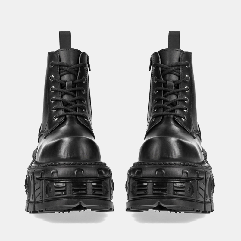 Retro Rock 2024 Boots Both Men And New Dark Punk Leather Metal Niche Top Platform Shoes For Women 8987 4