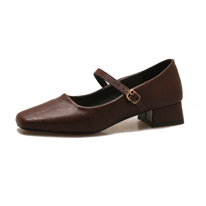 Temperament commuter single shoes women 2024 new spring and autumn fashion style thick with Mary Jane shoes