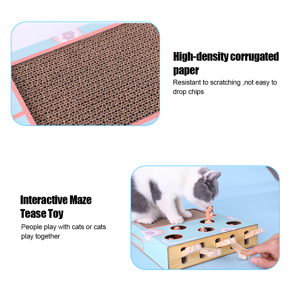 Cat Hit Gophers Cat Toy Chase Hunt Mouse 3 in 1 Cat Game Box Funny Cat Stick With Scratcher Maze Interactive Educational