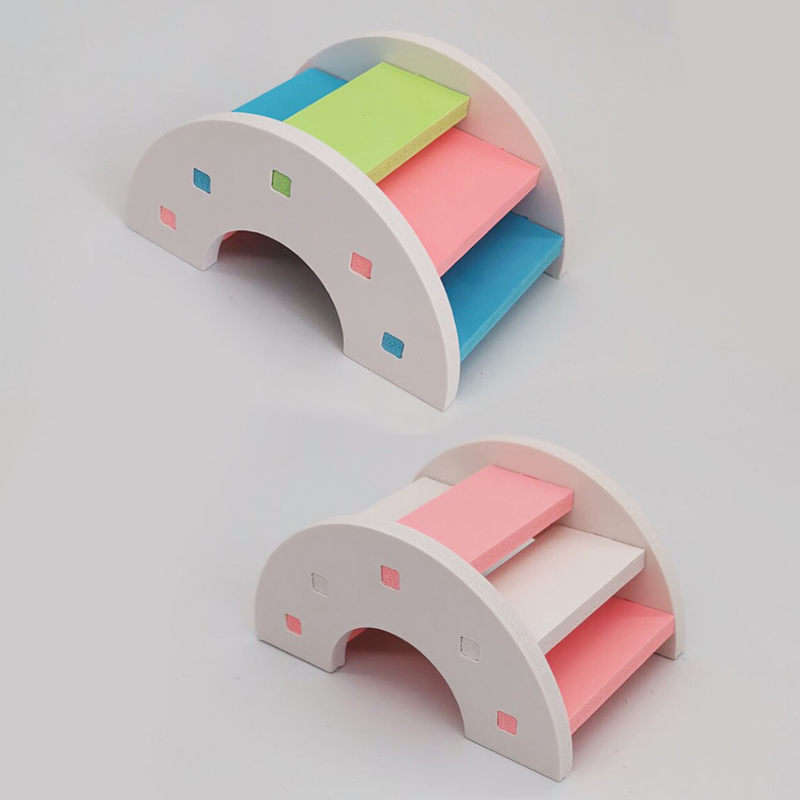 Hamster Toys Wooden Rainbow Bridge Seesaw Swing Toys Small Animal Activity Climb Toy DIY Hamster Cage Accessories