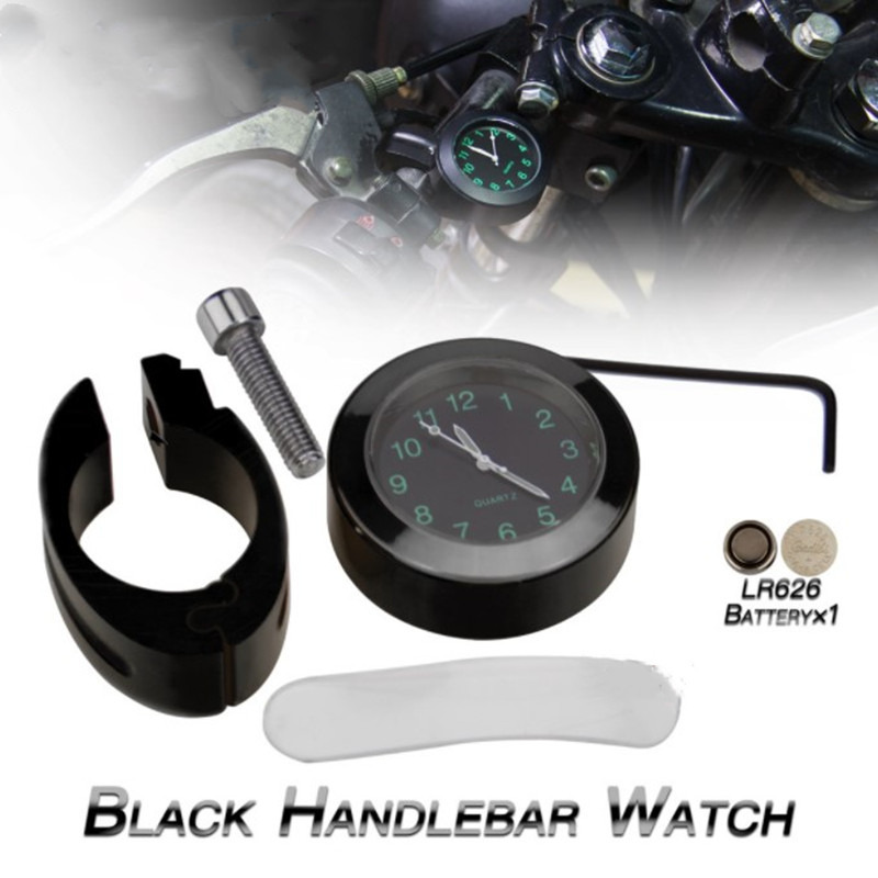Motorcycle Handlebar Watch Luminous Clock Refit Waterproof Shockproof Buckle Mount 7/8" new Chrome Quartz Aluminum 2025 Moto Accessories