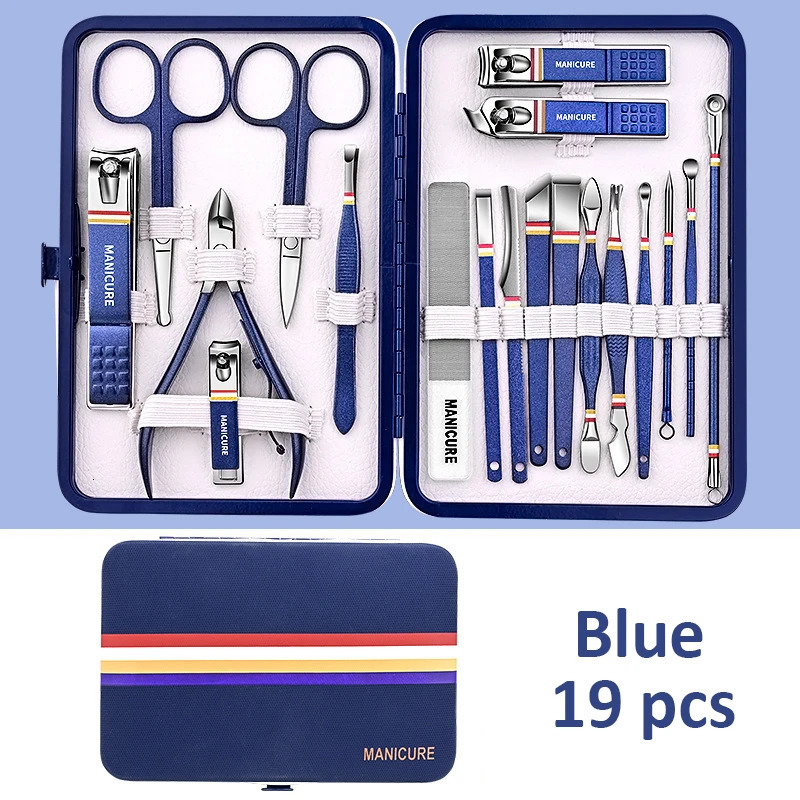 High-quality 9-19pcsset Nail Cutter Set Stainless Steel Nail Clippers Set Manicure Kits Scissors Makeup Beauty Tool i240621