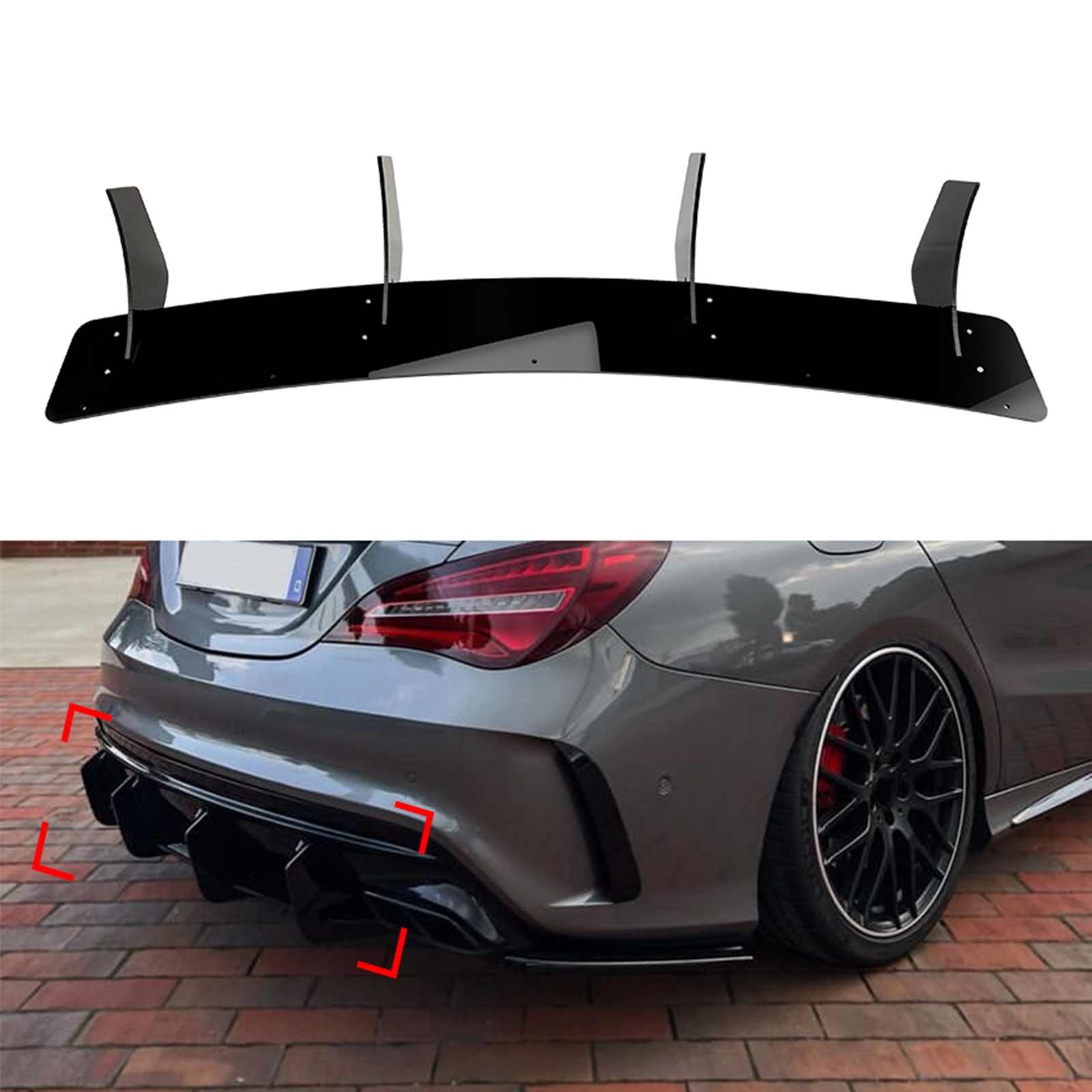 Rear Bumper Diffuser Splitter Spoiler Bracket Kit For Mercedes Benz CLA Class W117 C117 CLA45 AMG Only Sedan 2016-2019 2017 2018