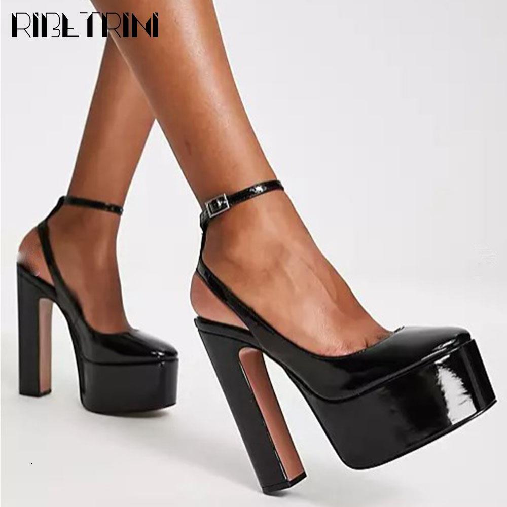 Women Pumps High Heels Platform Woman Dress Fashion Big Size 43 Party Sandals Buckle Round Toe 2023 Spring Summer Shoes