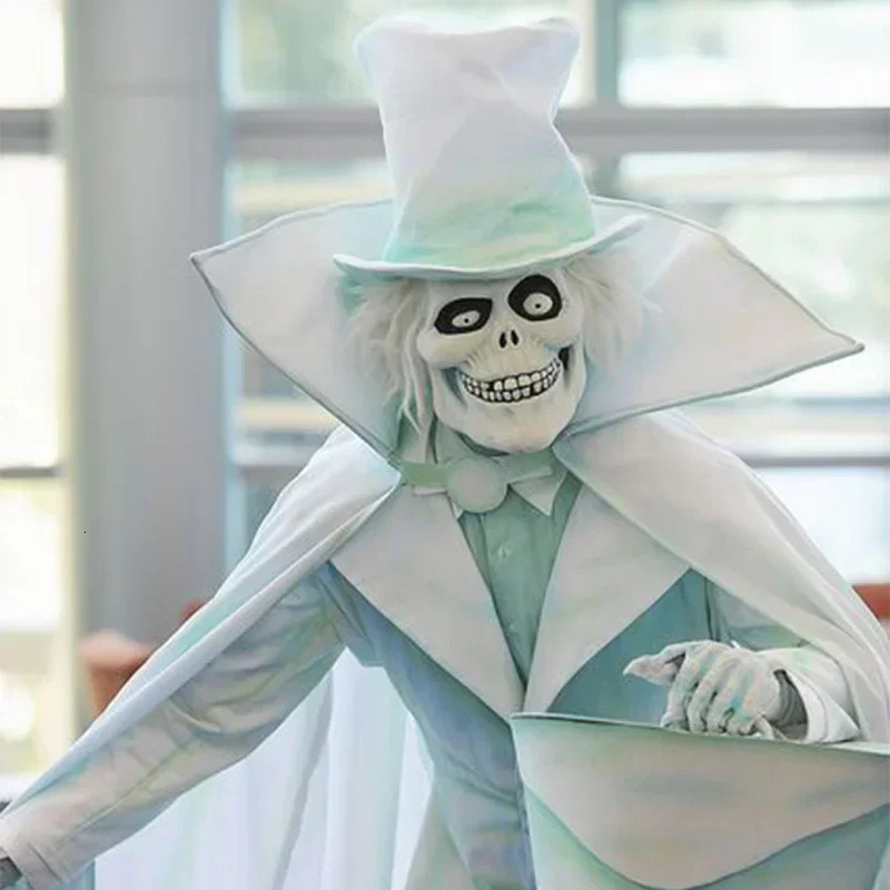 Skeleton Man With Bucket Resin Spooky Ornaments Ew Hat Box Ghost Resin Ornaments Sculpture For Halloween Courtyard Crutche Decor 240620