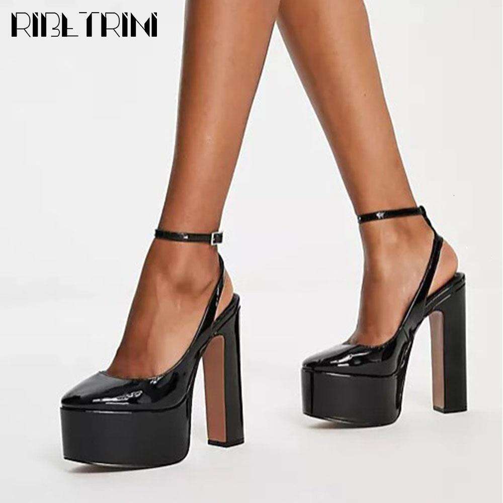 Women Pumps High Heels Platform Woman Dress Fashion Big Size 43 Party Sandals Buckle Round Toe 2023 Spring Summer Shoes