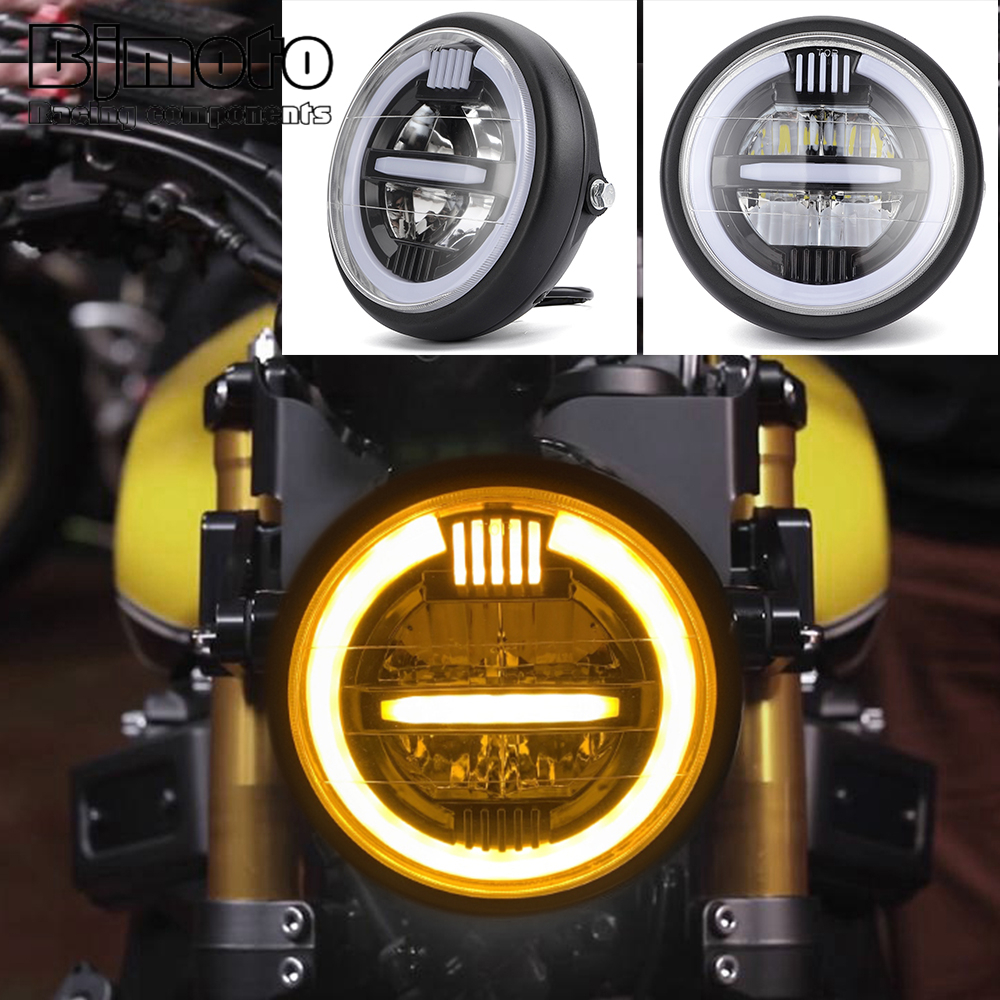 7.5 inch Universal Motorcycle Led Headligh LED Head lamp Headlamp Amber White Light 7.5" Motorcycle Headlight Cafe Racer